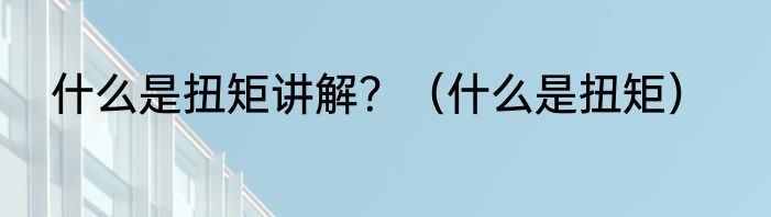 什么是扭矩讲解？（什么是扭矩）