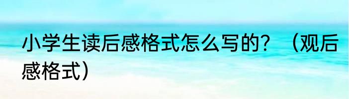 小学生读后感格式怎么写的？（观后感格式）