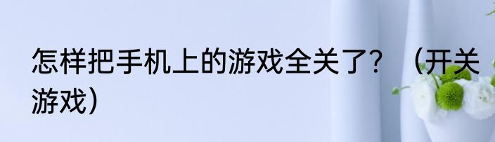 怎样把手机上的游戏全关了？（开关游戏）