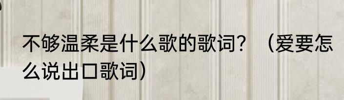 不够温柔是什么歌的歌词？（爱要怎么说出口歌词）