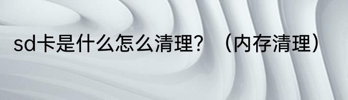 sd卡是什么怎么清理？（内存清理）