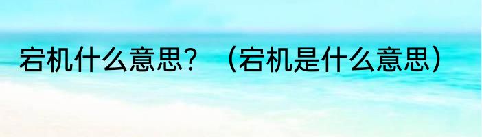 宕机什么意思？（宕机是什么意思）