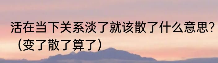 活在当下关系淡了就该散了什么意思？（变了散了算了）