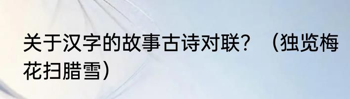 关于汉字的故事古诗对联?(独览梅花扫腊雪)