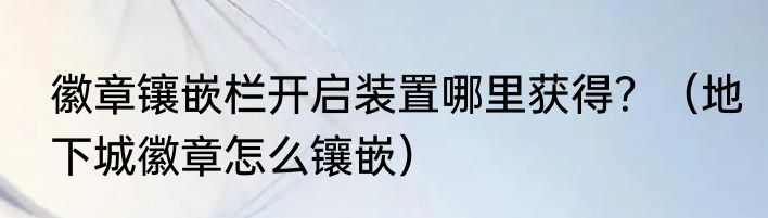 徽章镶嵌栏开启装置哪里获得？（地下城徽章怎么镶嵌）