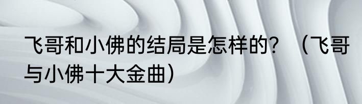 飞哥和小佛的结局是怎样的？（飞哥与小佛十大金曲）
