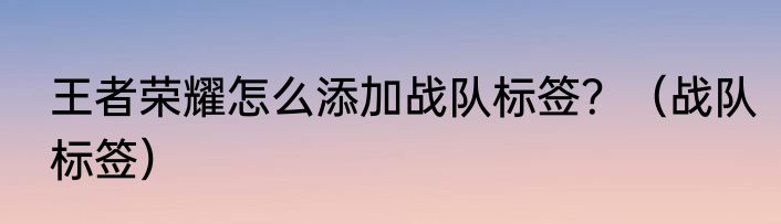 王者荣耀怎么添加战队标签？（战队标签）