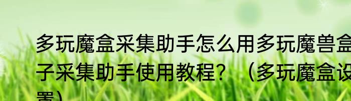 多玩魔盒采集助手怎么用多玩魔兽盒子采集助手使用教程？（多玩魔盒设置）