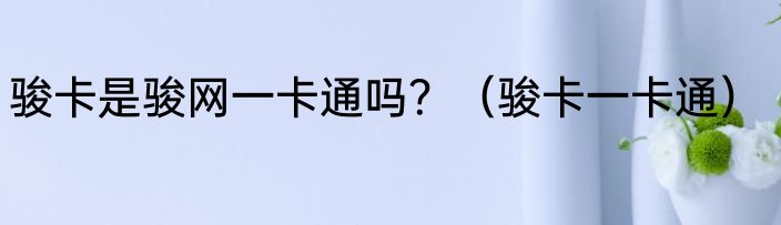骏卡是骏网一卡通吗？（骏卡一卡通）