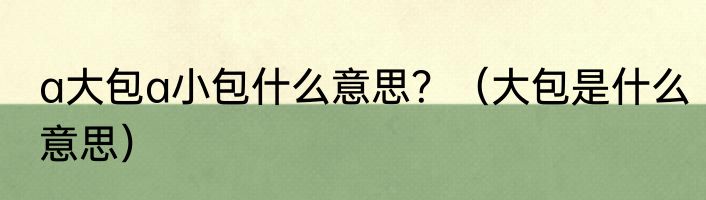a大包a小包什么意思？（大包是什么意思）