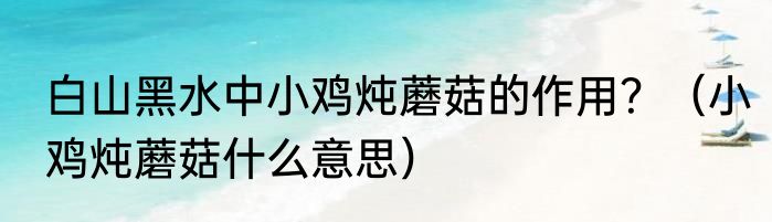 白山黑水中小鸡炖蘑菇的作用？（小鸡炖蘑菇什么意思）