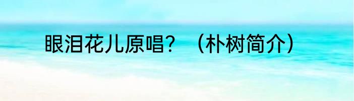 眼泪花儿原唱？（朴树简介）