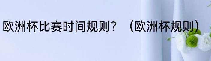 欧洲杯比赛时间规则？（欧洲杯规则）