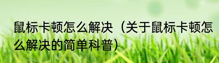 鼠标卡顿怎么解决（关于鼠标卡顿怎么解决的简单科普）