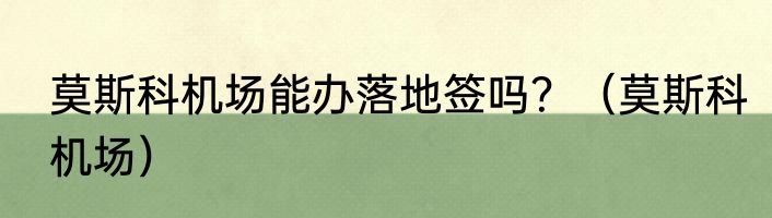 莫斯科机场能办落地签吗？（莫斯科机场）