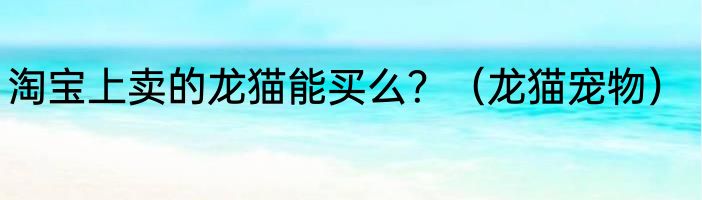 淘宝上卖的龙猫能买么？（龙猫宠物）