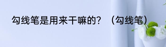 勾线笔是用来干嘛的？（勾线笔）