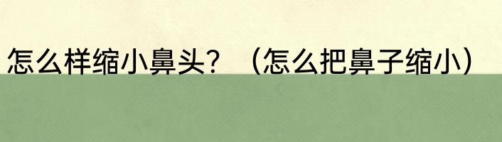 怎么样缩小鼻头？（怎么把鼻子缩小）