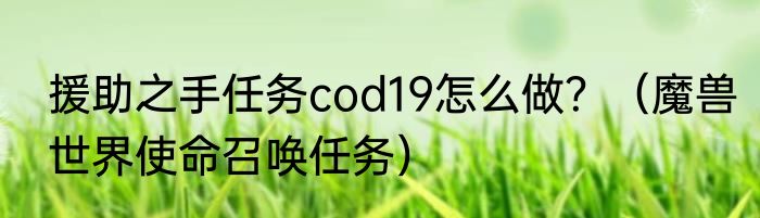 援助之手任务cod19怎么做？（魔兽世界使命召唤任务）
