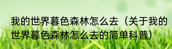 我的世界暮色森林怎么去（关于我的世界暮色森林怎么去的简单科普）