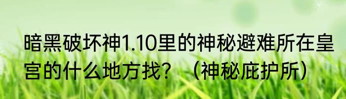 暗黑破坏神1.10里的神秘避难所在皇宫的什么地方找？（神秘庇护所）