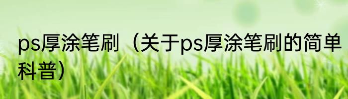 ps厚涂笔刷（关于ps厚涂笔刷的简单科普）
