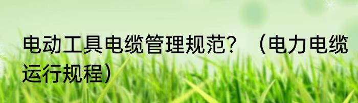电动工具电缆管理规范？（电力电缆运行规程）