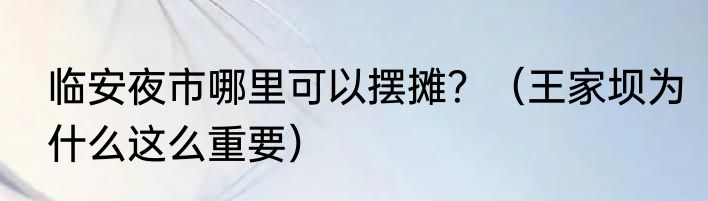 临安夜市哪里可以摆摊？（王家坝为什么这么重要）