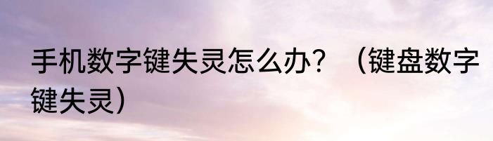 手机数字键失灵怎么办？（键盘数字键失灵）