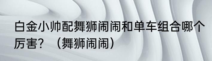 白金小帅配舞狮闹闹和单车组合哪个厉害？（舞狮闹闹）
