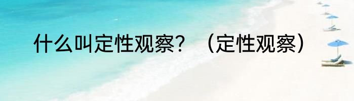 什么叫定性观察？（定性观察）