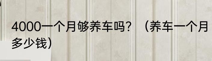 4000一个月够养车吗？（养车一个月多少钱）