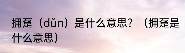 拥趸（dǔn）是什么意思？（拥趸是什么意思）