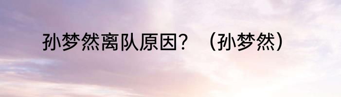 孙梦然离队原因？（孙梦然）