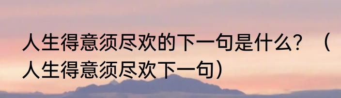 人生得意须尽欢的下一句是什么？（人生得意须尽欢下一句）