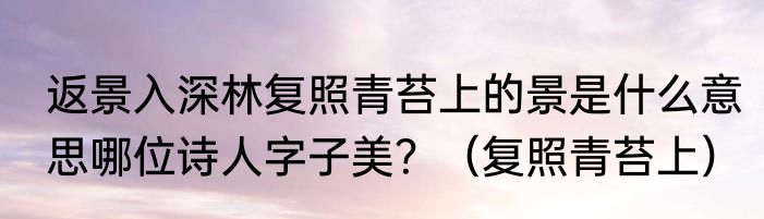 返景入深林复照青苔上的景是什么意思哪位诗人字子美？（复照青苔上）