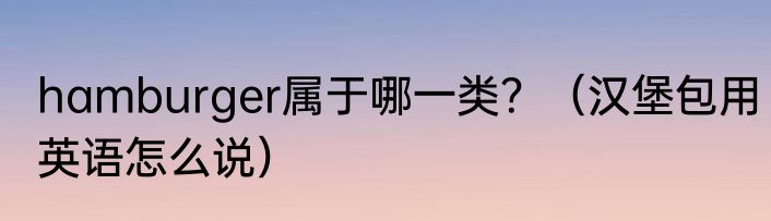 hamburger属于哪一类？（汉堡包用英语怎么说）