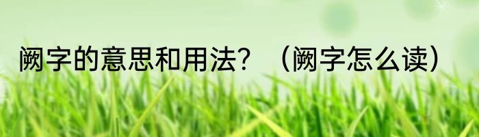阙字的意思和用法？（阙字怎么读）