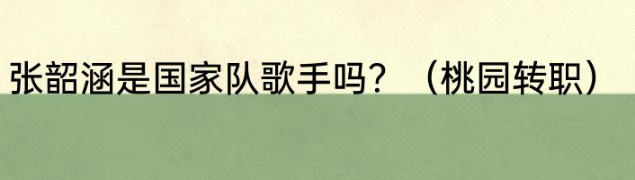 张韶涵是国家队歌手吗？（桃园转职）