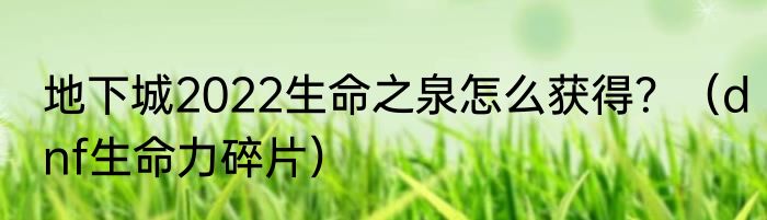 地下城2022生命之泉怎么获得？（dnf生命力碎片）