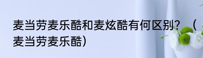 麦当劳麦乐酷和麦炫酷有何区别？（麦当劳麦乐酷）