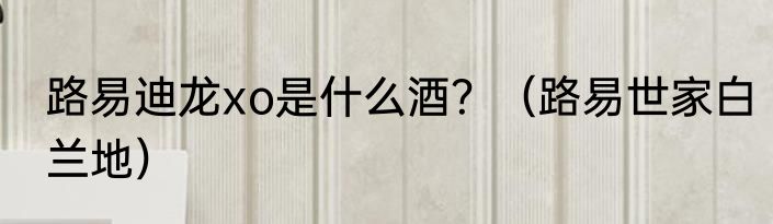 路易迪龙xo是什么酒？（路易世家白兰地）