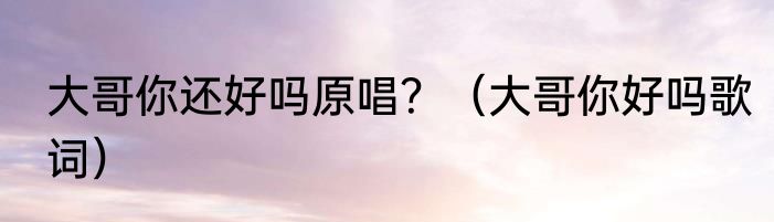 大哥你还好吗原唱？（大哥你好吗歌词）