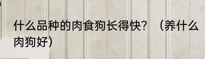 什么品种的肉食狗长得快？（养什么肉狗好）