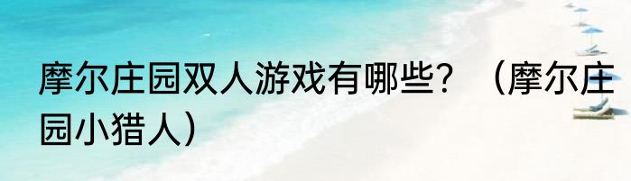 摩尔庄园双人游戏有哪些？（摩尔庄园小猎人）