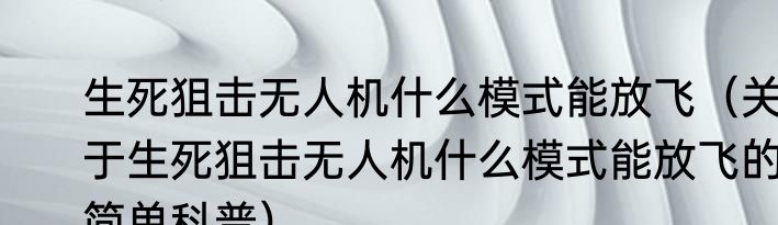 生死狙击无人机什么模式能放飞（关于生死狙击无人机什么模式能放飞的简单科普）