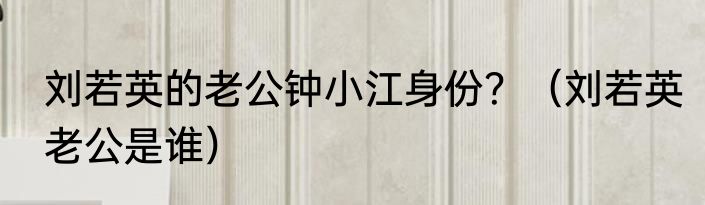 刘若英的老公钟小江身份？（刘若英老公是谁）