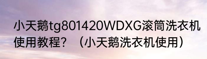 小天鹅tg801420WDXG滚筒洗衣机使用教程？（小天鹅洗衣机使用）
