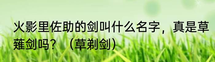 火影里佐助的剑叫什么名字，真是草薙剑吗？（草剃剑）