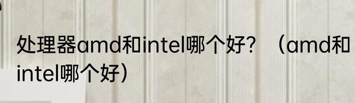 处理器amd和intel哪个好？（amd和intel哪个好）